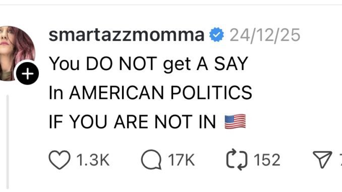 Social media comment about American politics.