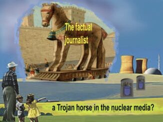 Illustration questioning media influence on nuclear issues.