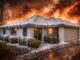 House protected from fire by foam.