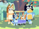 Cartoon dogs playing in the backyard together.