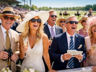 People enjoying a day at the races.