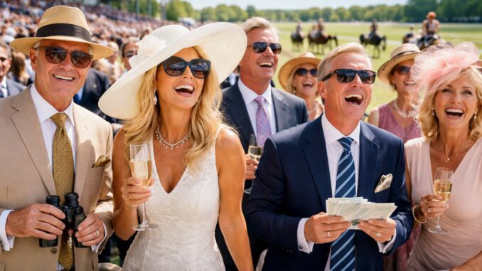 People enjoying a day at the races.