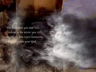 Blurred collage with smoke and text overlay.