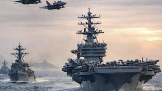 Aircraft carrier and jets at sea. Aircraft carrier and jets at sea.
