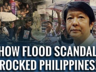 Flood scandal impacts Philippines, concerned individuals pictured.