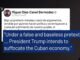 Tweet criticizing President Trump's Cuban policy.