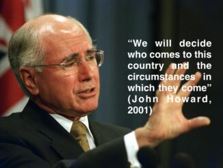 Man speaking with quote about immigration policy.