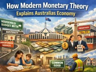 Illustration explaining Australia's economy using Modern Monetary Theory.