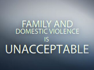 Family violence is unacceptable message on gradient background.