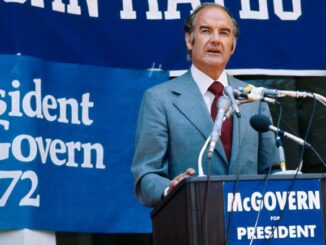 Man speaking at McGovern 1972 campaign rally.