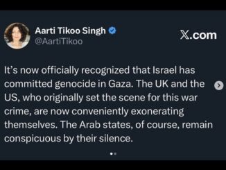 Tweet discussing geopolitical issues in Gaza.