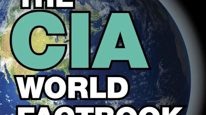 CIA World Factbook cover with Earth background.