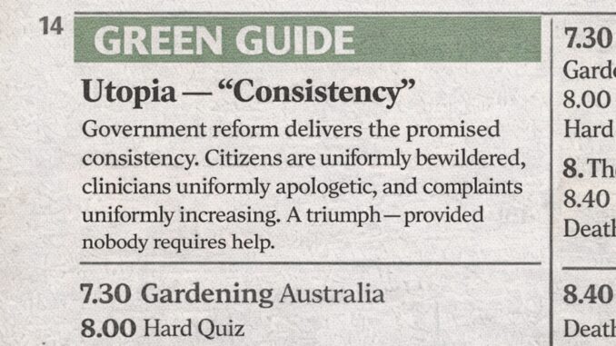 TV guide listing for "Utopia" episode.
