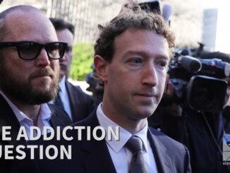 Man in suit surrounded by people, "The Addiction Question".