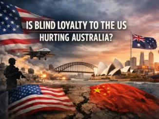 US-Australia-China tension with symbolic imagery.