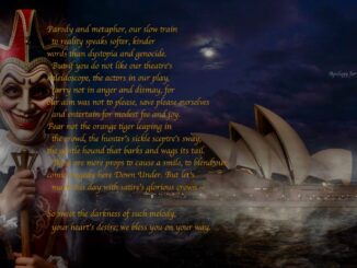 Jester with Sydney Opera House background and text.