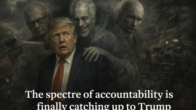 Dark figures surrounding a concerned man.