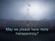 Foggy building with text on transparency request.