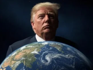 Person behind Earth against a dark background.