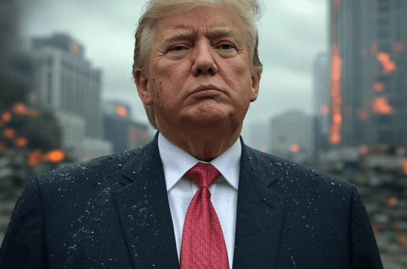Man standing in snowy urban setting. Man standing in snowy urban setting.