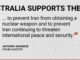 Australia supports U.S. against Iran's nuclear threat.