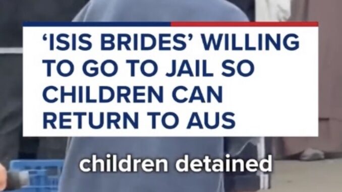 News headline about ISIS brides and children.