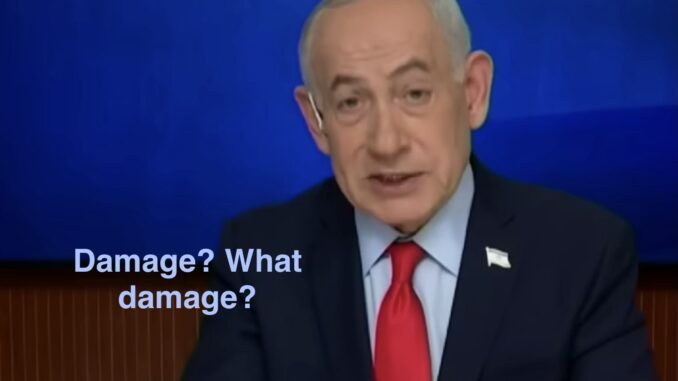 Man in suit with "Damage? What damage?" text. Man in suit with "Damage? What damage?" text.