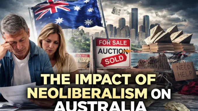 Economic impact of neoliberalism in Australia illustration. Economic impact of neoliberalism in Australia illustration.
