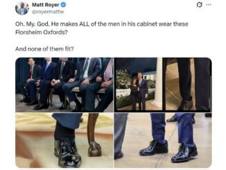 Men wearing mismatched Florsheim Oxfords shoes.