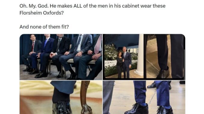 Men wearing mismatched Florsheim Oxfords shoes. Men wearing mismatched Florsheim Oxfords shoes.
