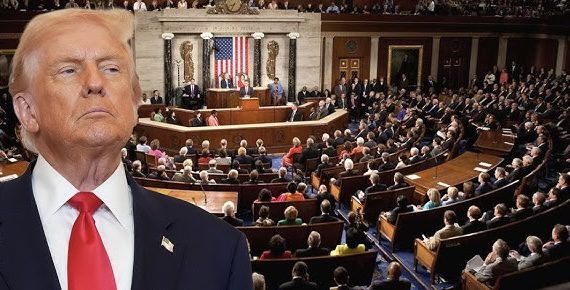 Person in suit, congressional assembly in session.