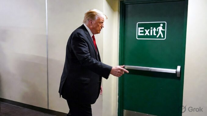Man opening a green exit door. Man opening a green exit door.
