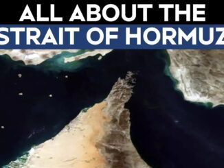 Satellite view of the Strait of Hormuz.