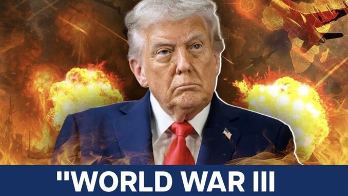 Man with explosive background, "World War III" text. Man with explosive background, "World War III" text.