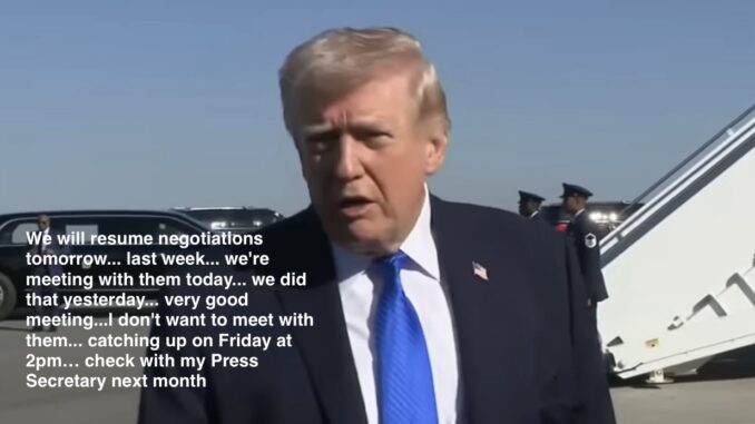 Man speaking outdoors with text overlay.