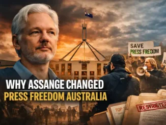 Protesters advocating for press freedom in Australia.