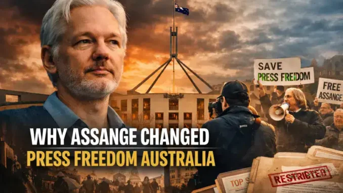 Protesters advocating for press freedom in Australia.