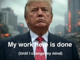 Man in suit with caption "My work here