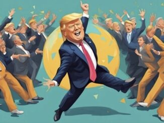 Dancing man surrounded by cheering crowd illustration.