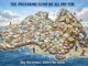 Island formed from excessive product packaging waste.