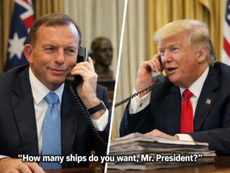 Split-screen showing two men conversing by phone