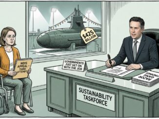 Claimant appeals while official stares at submarine