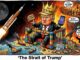 Cartoon of Trump with crown and blocks.