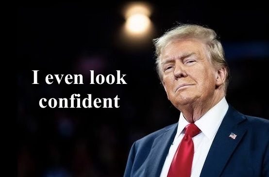 Person in suit with "I even look confident.