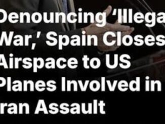 News headline about Spain closing airspace.