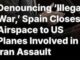 News headline about Spain closing airspace.
