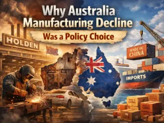 Australia manufacturing decline and imports illustration.
