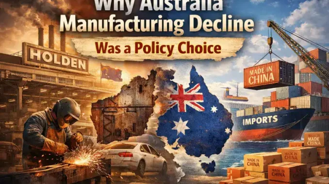 Australia manufacturing decline and imports illustration.