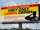 Billboard urging obedience to lawful military orders.