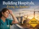 Nurse contemplating hospital construction and system improvement.